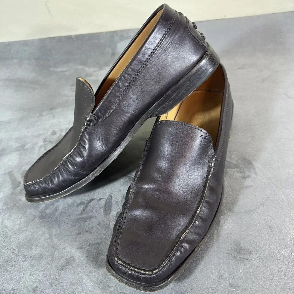 TODS Driving Loafers 9.5 US Fit Brown leather Slip On Mocassin UK 8.5 Marked